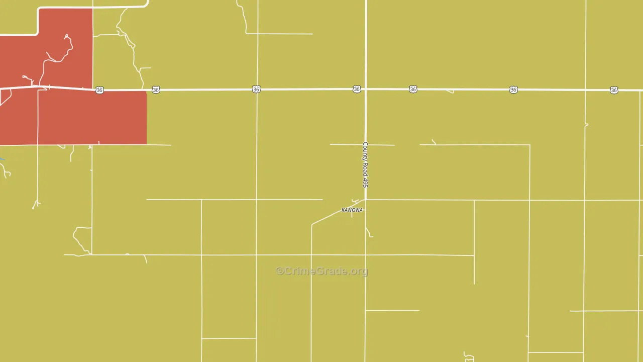 Kanona, KS Map of Burglary Rates