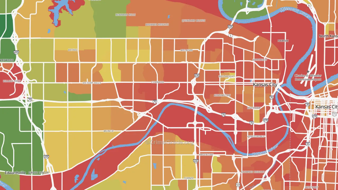 Kansas City, KS Map of Burglary Rates
