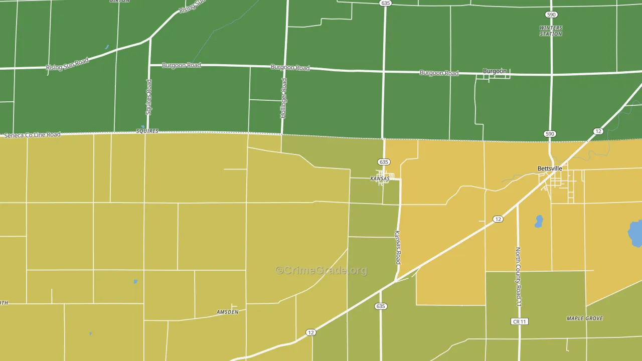 Kansas, OH Map of Burglary Rates