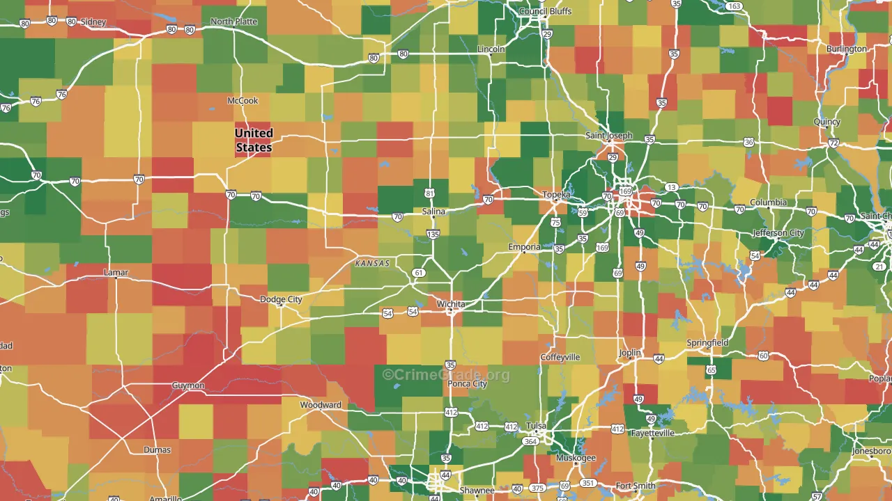 Kansas Map of Burglary Rates
