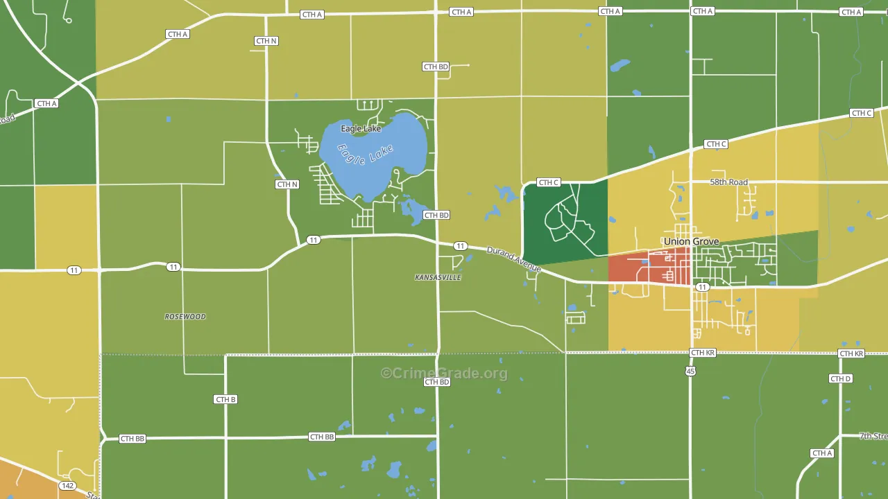 Kansasville, WI Map of Burglary Rates