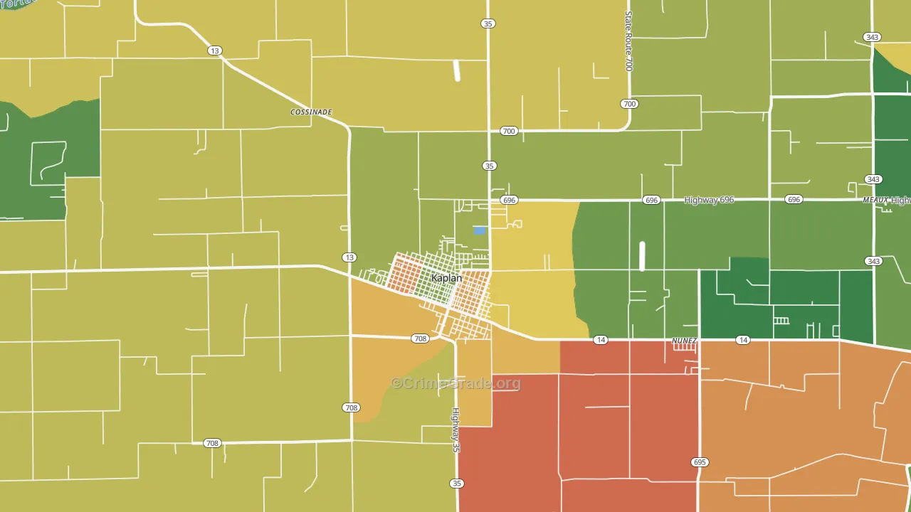 Kaplan, LA Map of Burglary Rates
