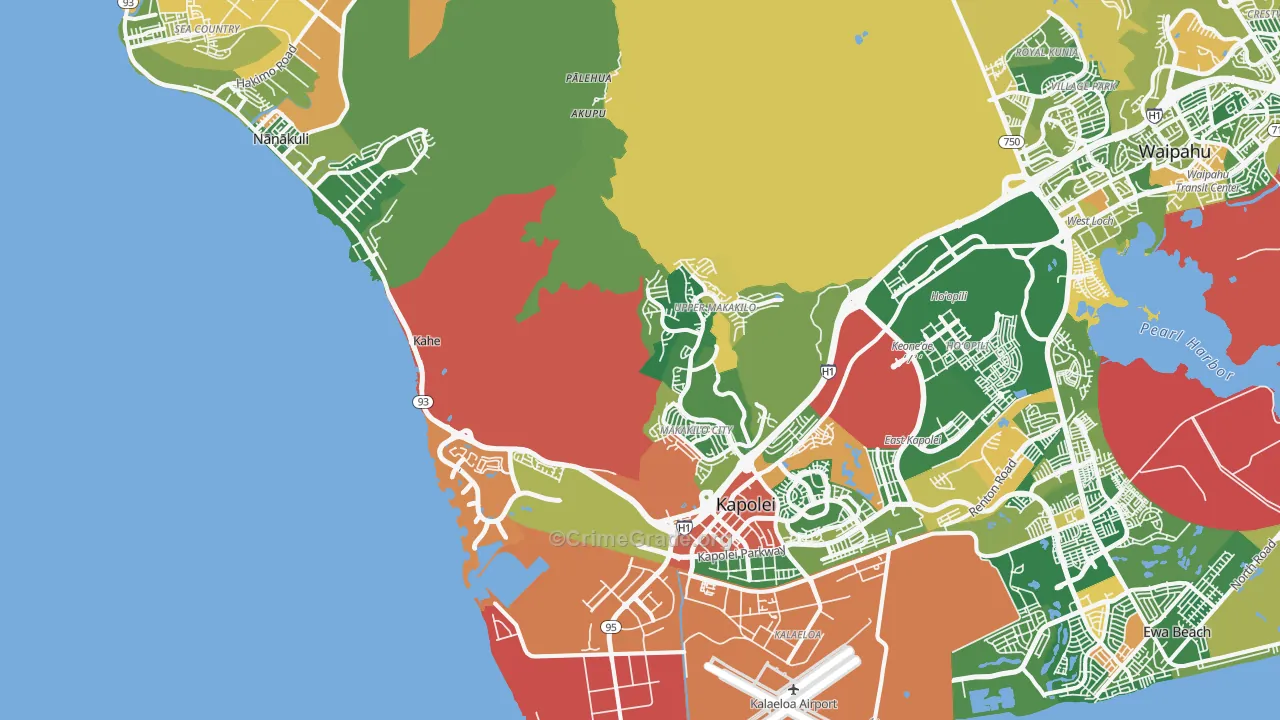 Kapolei, HI Map of Burglary Rates
