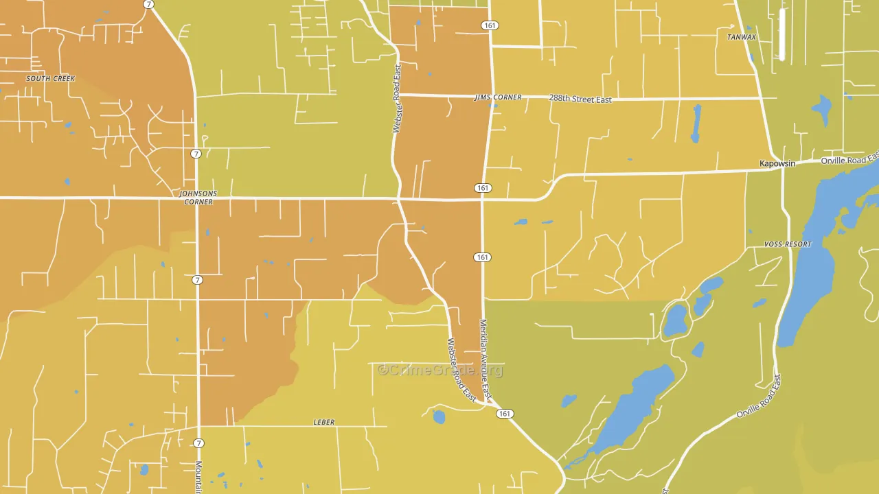 Kapowsin, WA Map of Burglary Rates