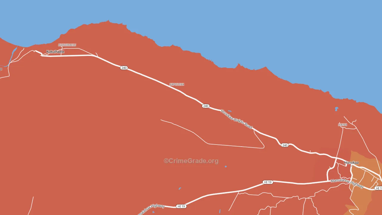 Kapulena, HI Map of Burglary Rates
