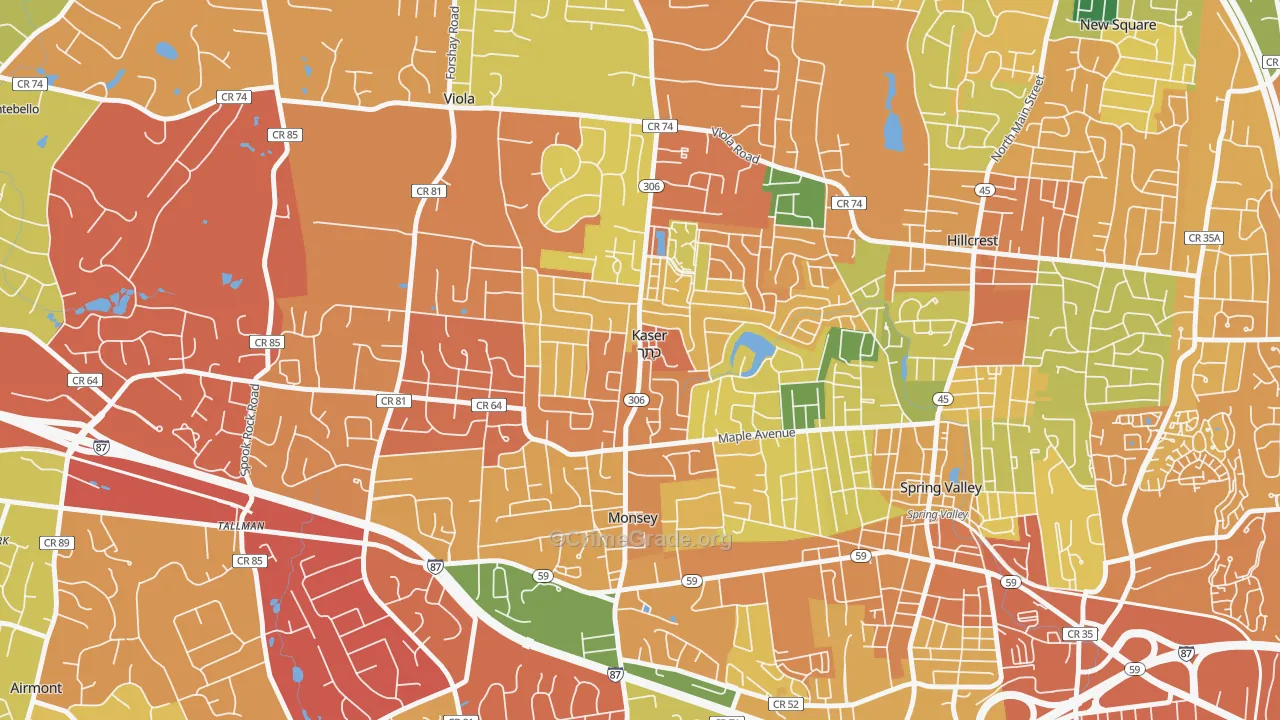 Kaser, NY Map of Burglary Rates