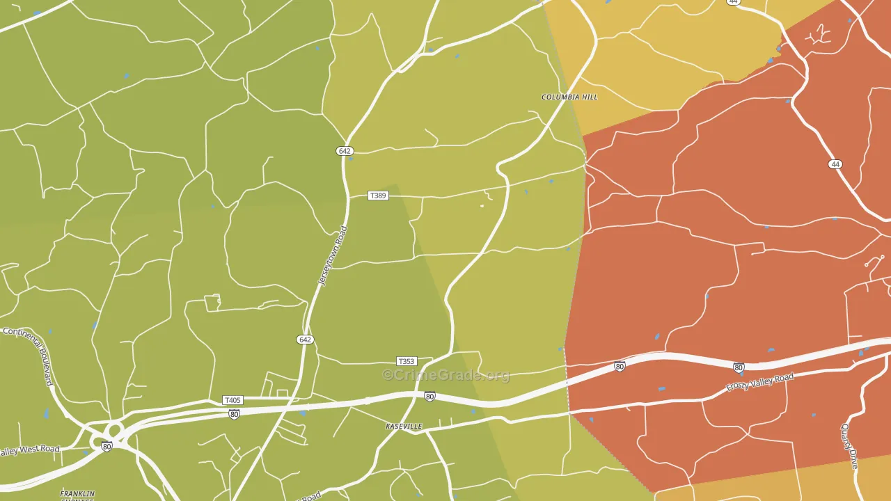 Kaseville, PA Map of Burglary Rates
