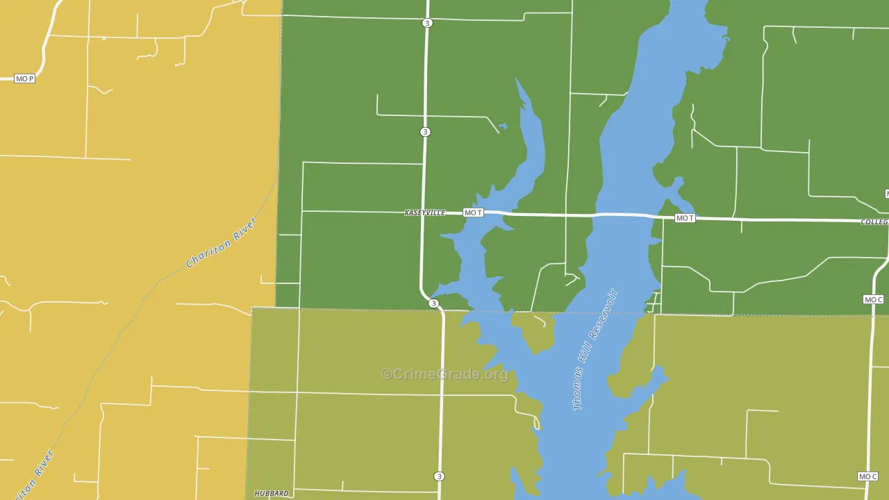 Kaseyville, MO Map of Burglary Rates