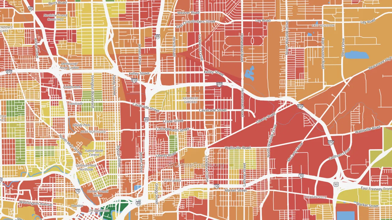 Kashmere Gardens, Houston, TX Map of Burglary Rates