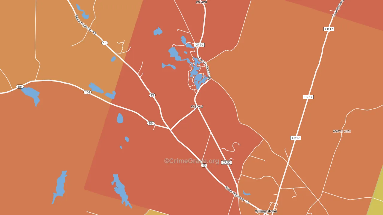 Kasoag, NY Map of Burglary Rates