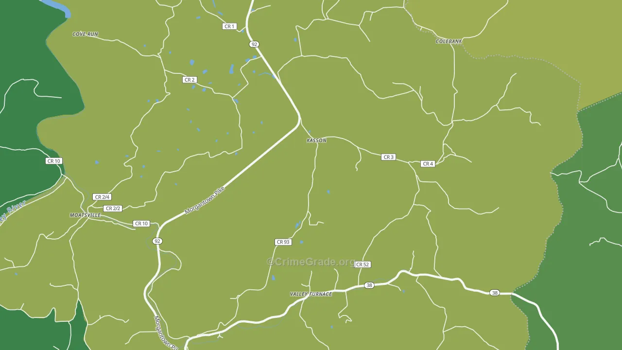 Kasson, WV Map of Burglary Rates