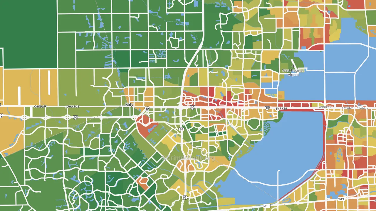 Katy, TX Map of Burglary Rates