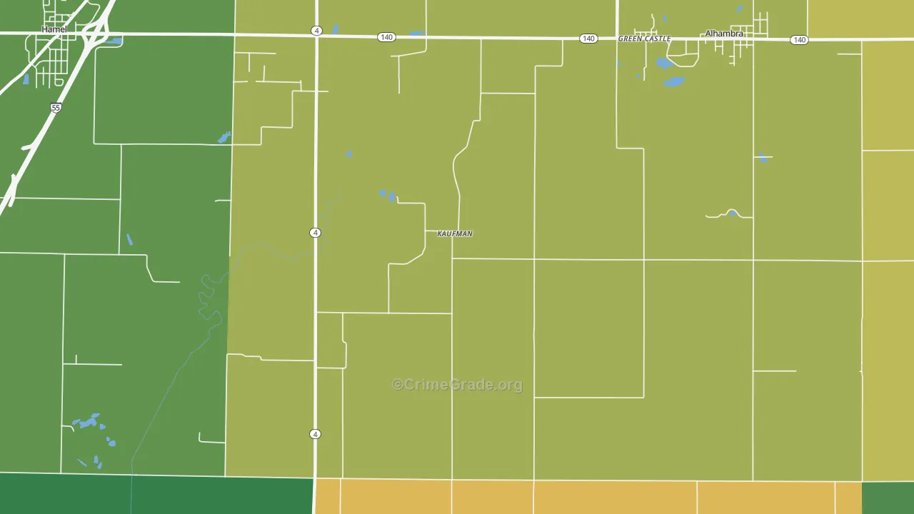 Kaufman, IL Map of Burglary Rates