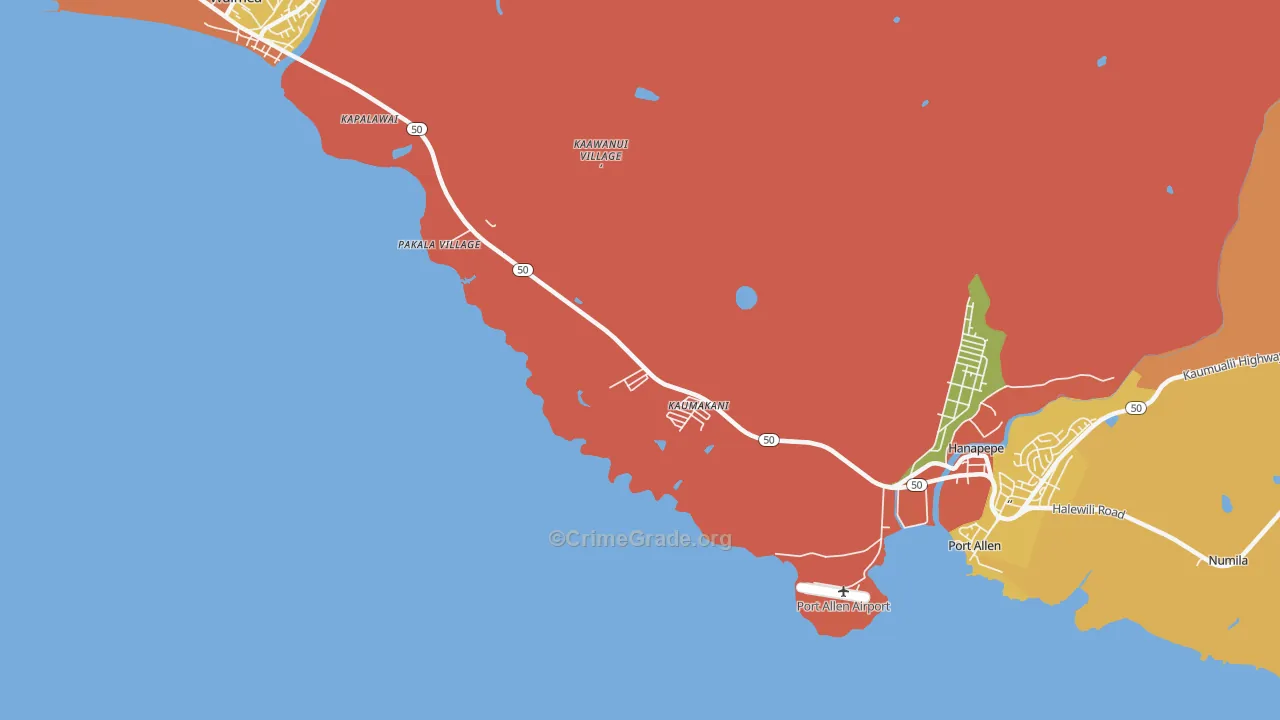 Kaumakani, HI Map of Burglary Rates