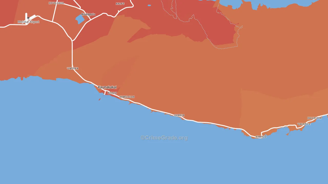 Kaunakakai, HI Map of Burglary Rates