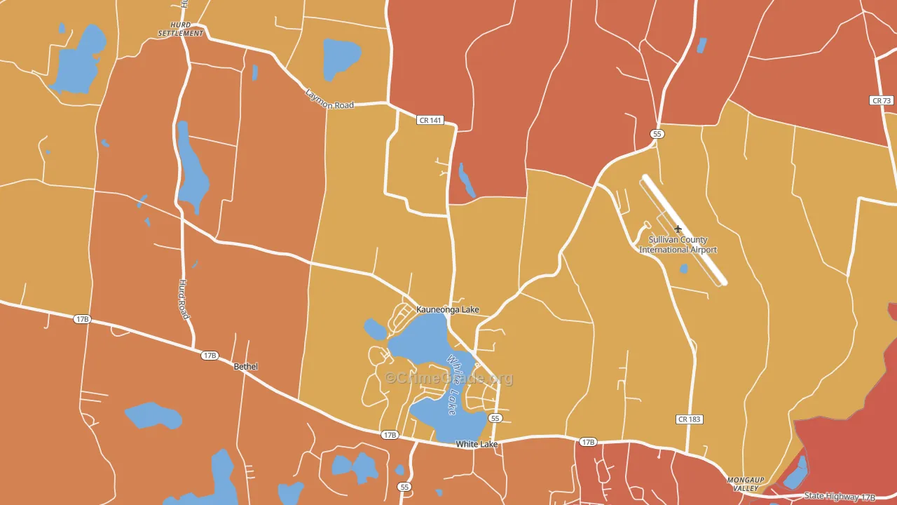 Kauneonga Lake, NY Map of Burglary Rates