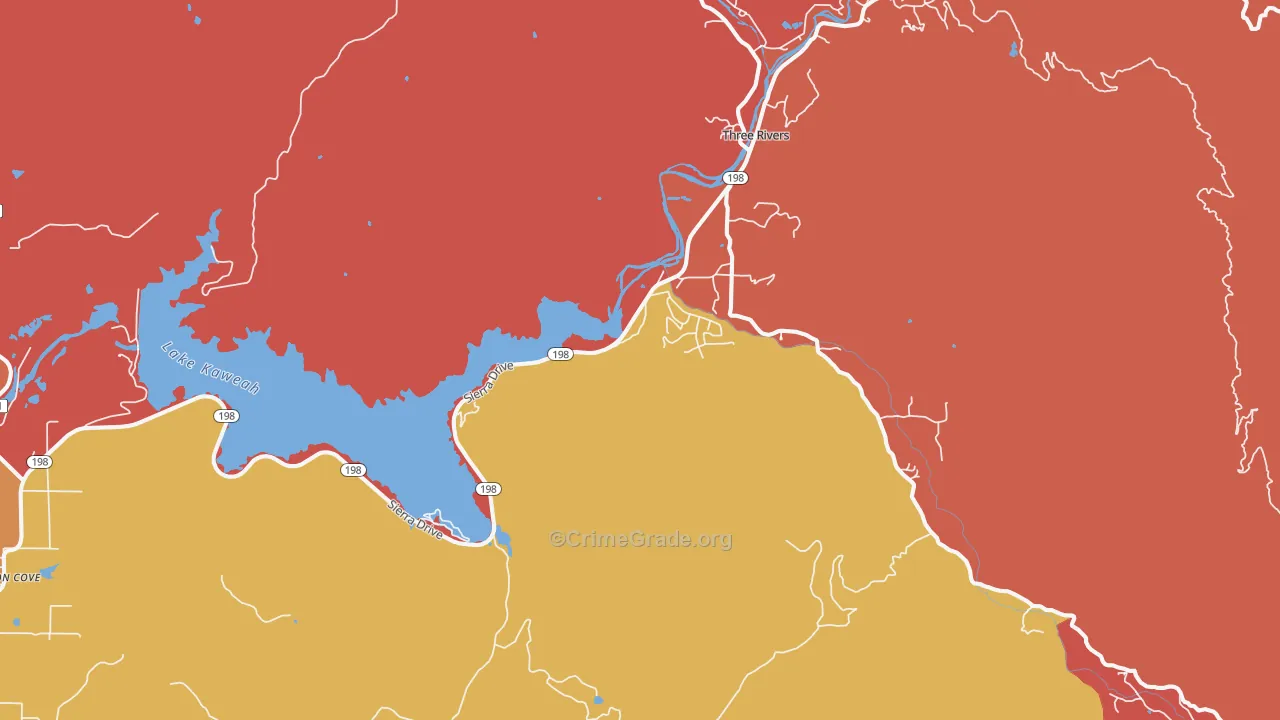 Kaweah, CA Map of Burglary Rates
