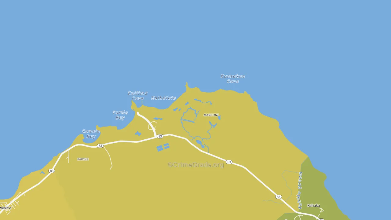 Kawela, HI Map of Burglary Rates