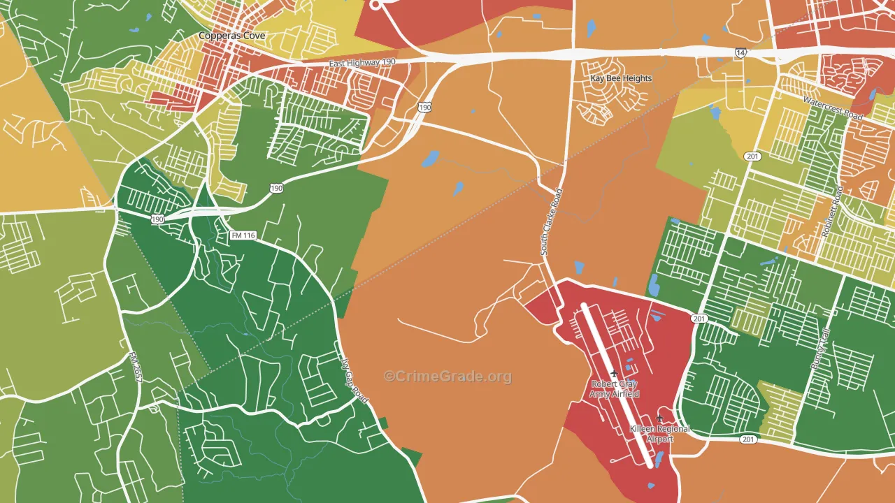 Kay Bee Heights, TX Map of Burglary Rates
