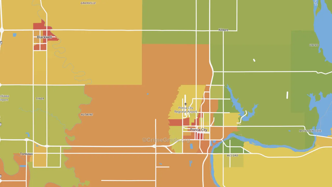 Kay County, OK Map of Burglary Rates