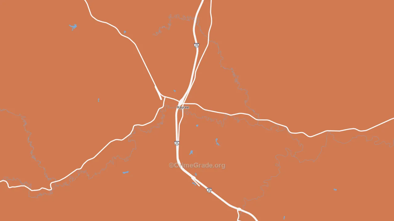 Kaycee, WY Map of Burglary Rates