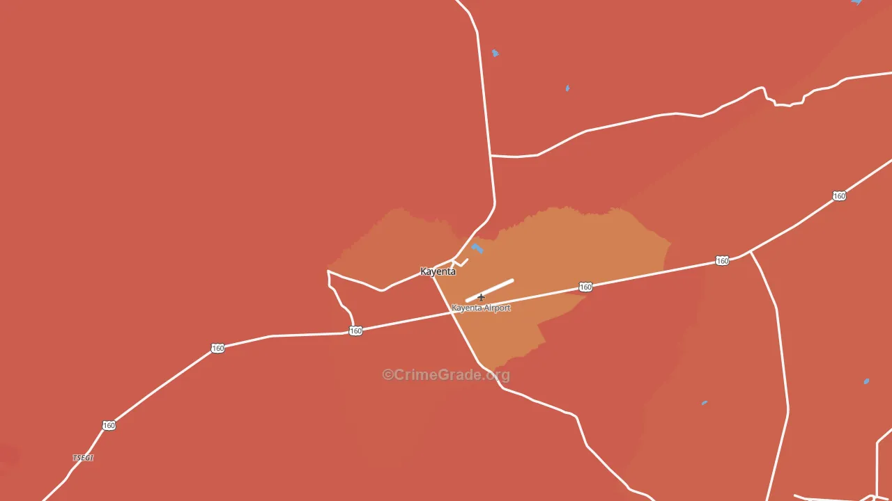 Kayenta, AZ Map of Burglary Rates