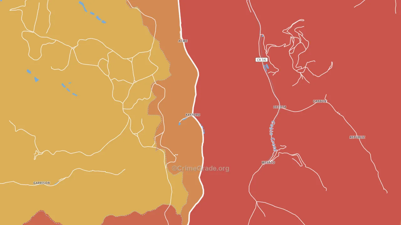 Kayford, WV Map of Burglary Rates
