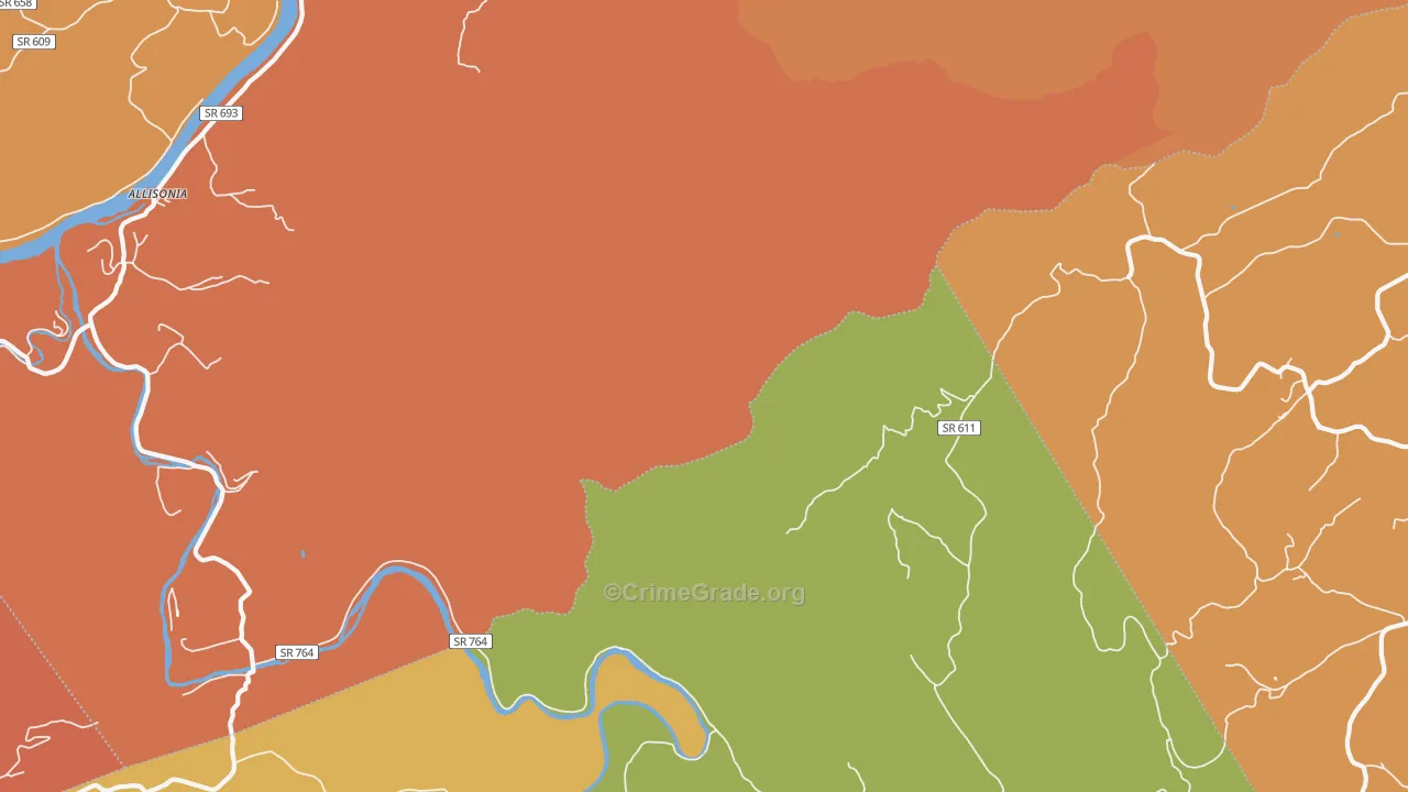 Kayoulah, VA Map of Burglary Rates