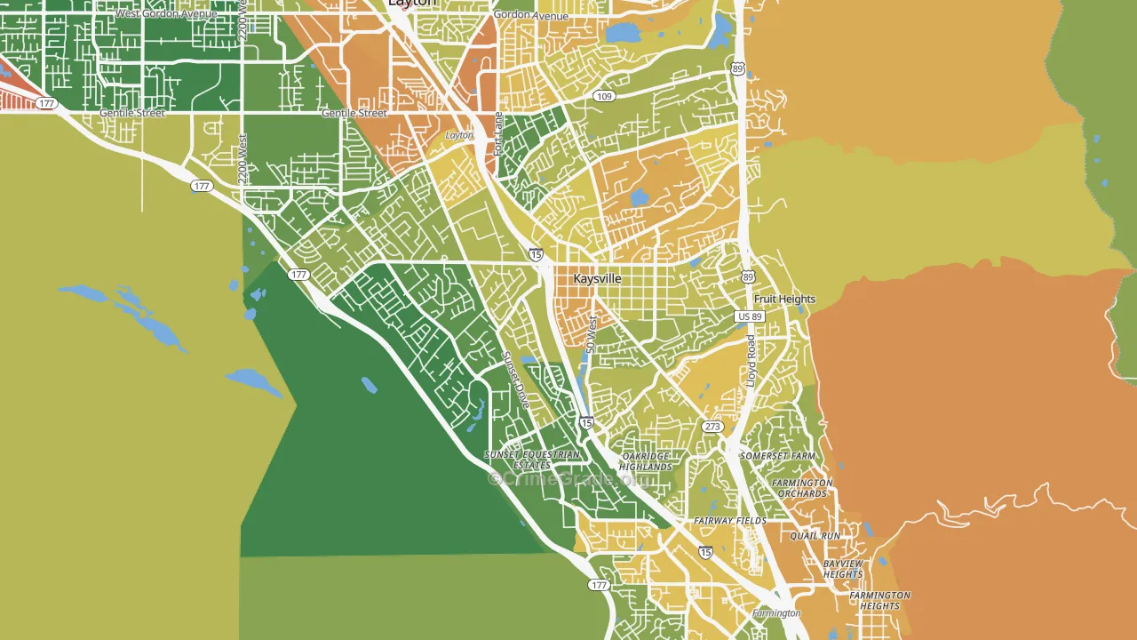 Kaysville, UT Map of Burglary Rates