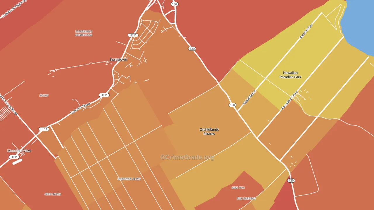 Keaau, HI Map of Burglary Rates