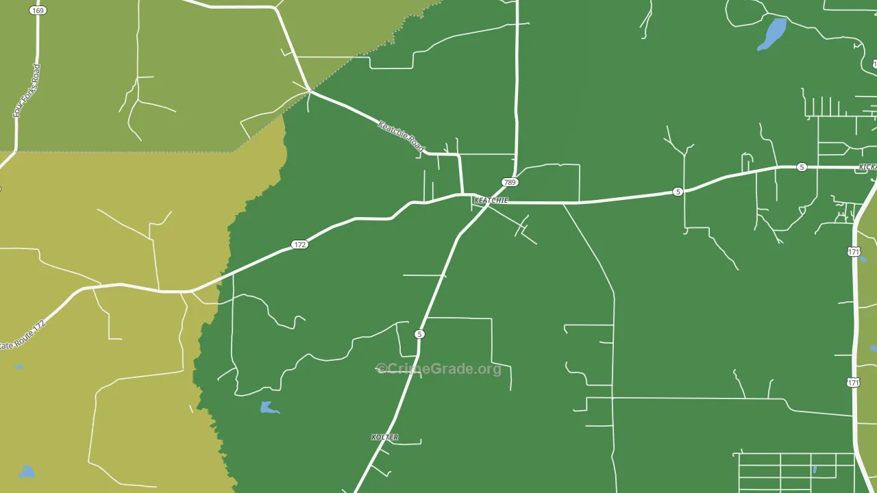 Keachi, LA Map of Burglary Rates