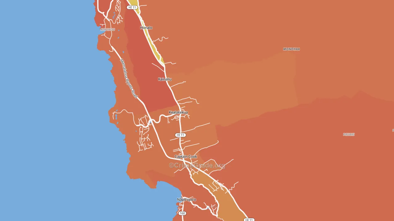 Kealakekua, HI Map of Burglary Rates