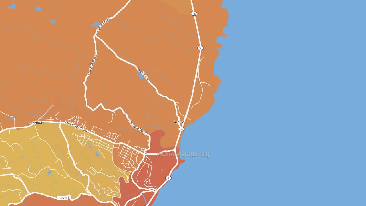 Kealia, HI Map of Burglary Rates