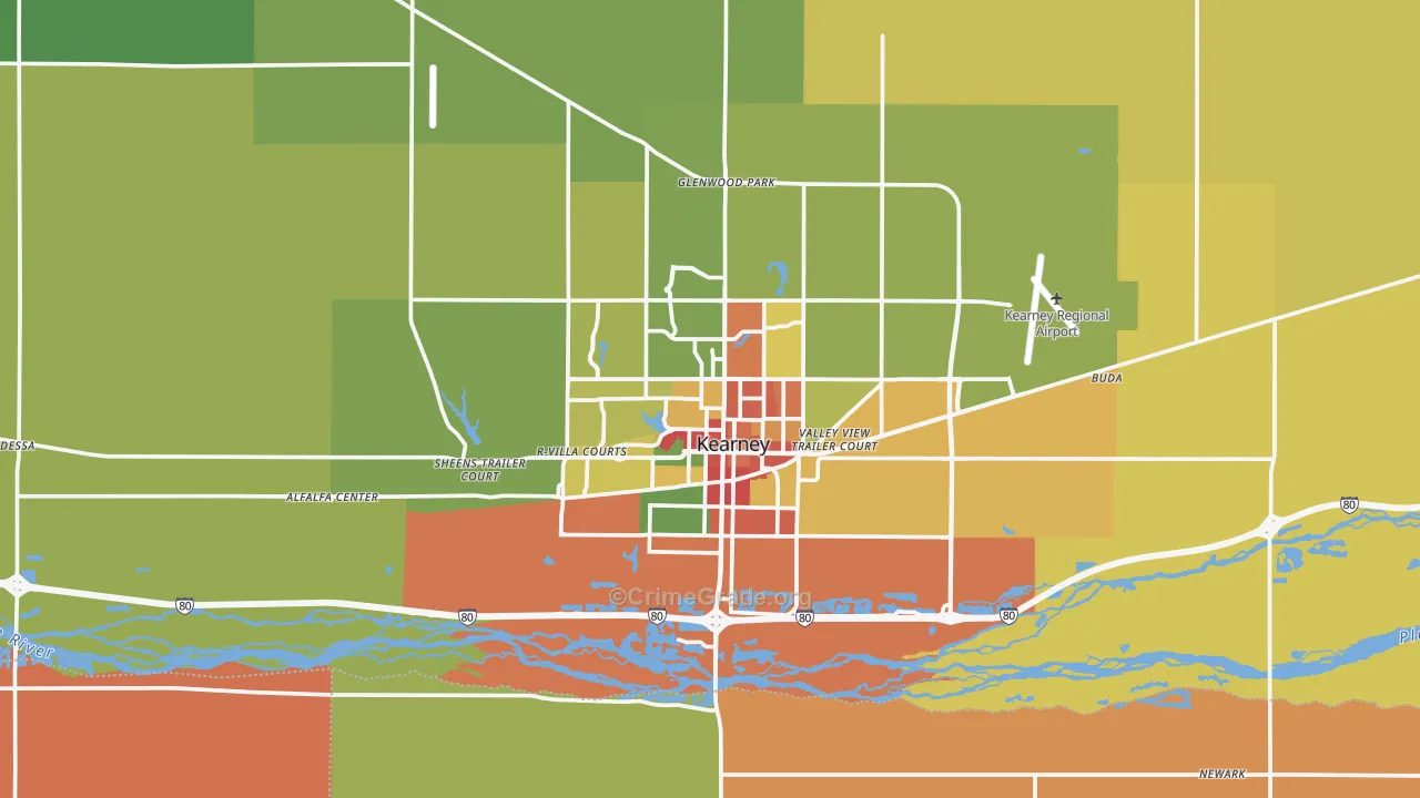 Kearney, NE Map of Burglary Rates
