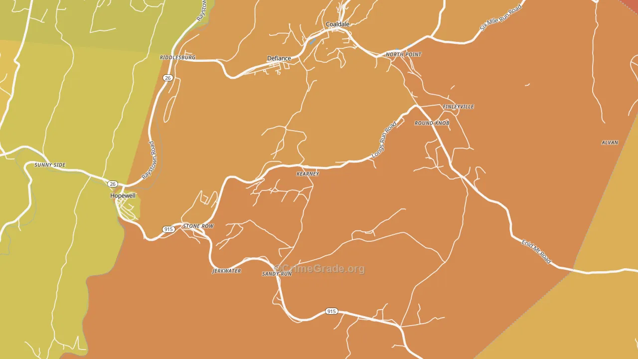 Kearney, PA Map of Burglary Rates