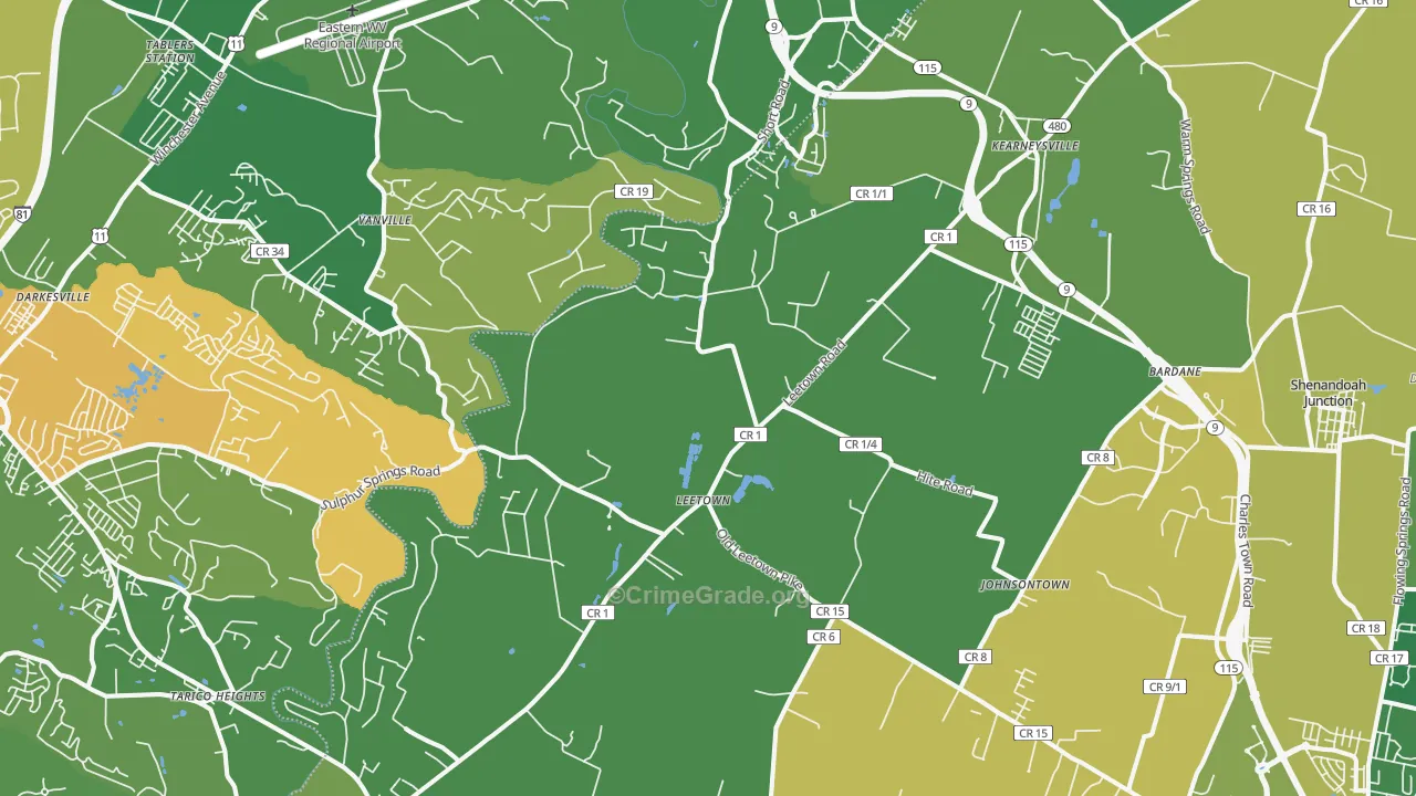 Kearneysville, WV Map of Burglary Rates
