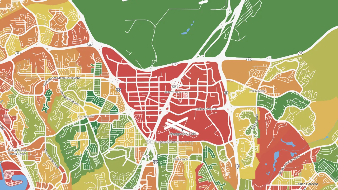 Kearny Mesa, San Diego, CA Map of Burglary Rates