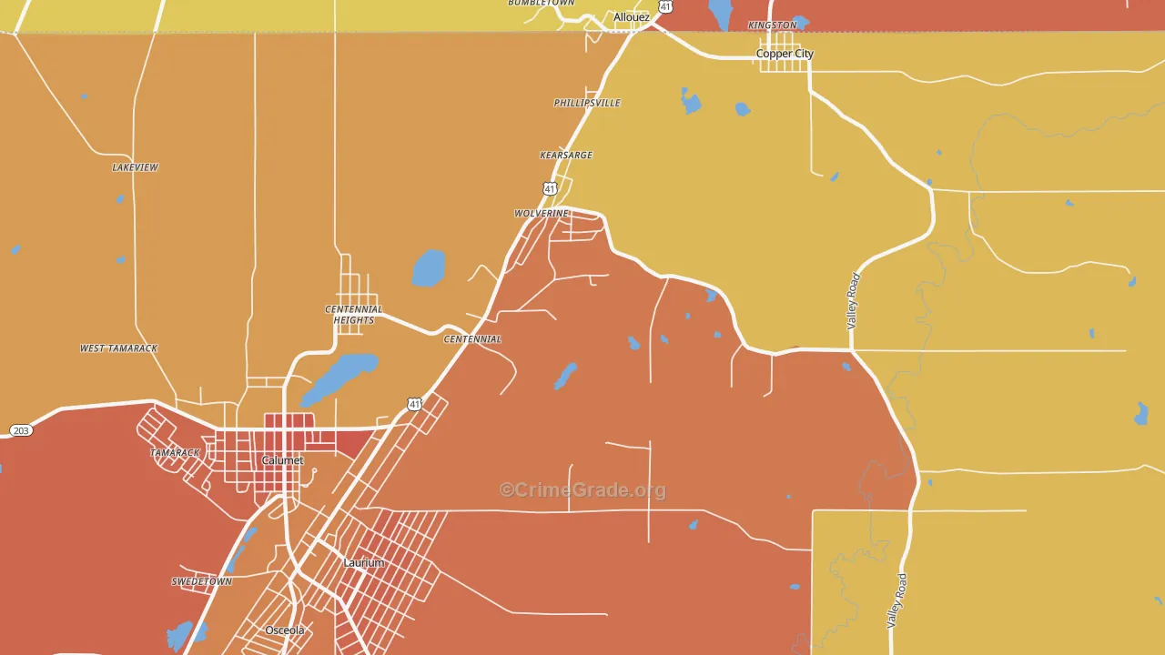 Kearsarge, MI Map of Burglary Rates