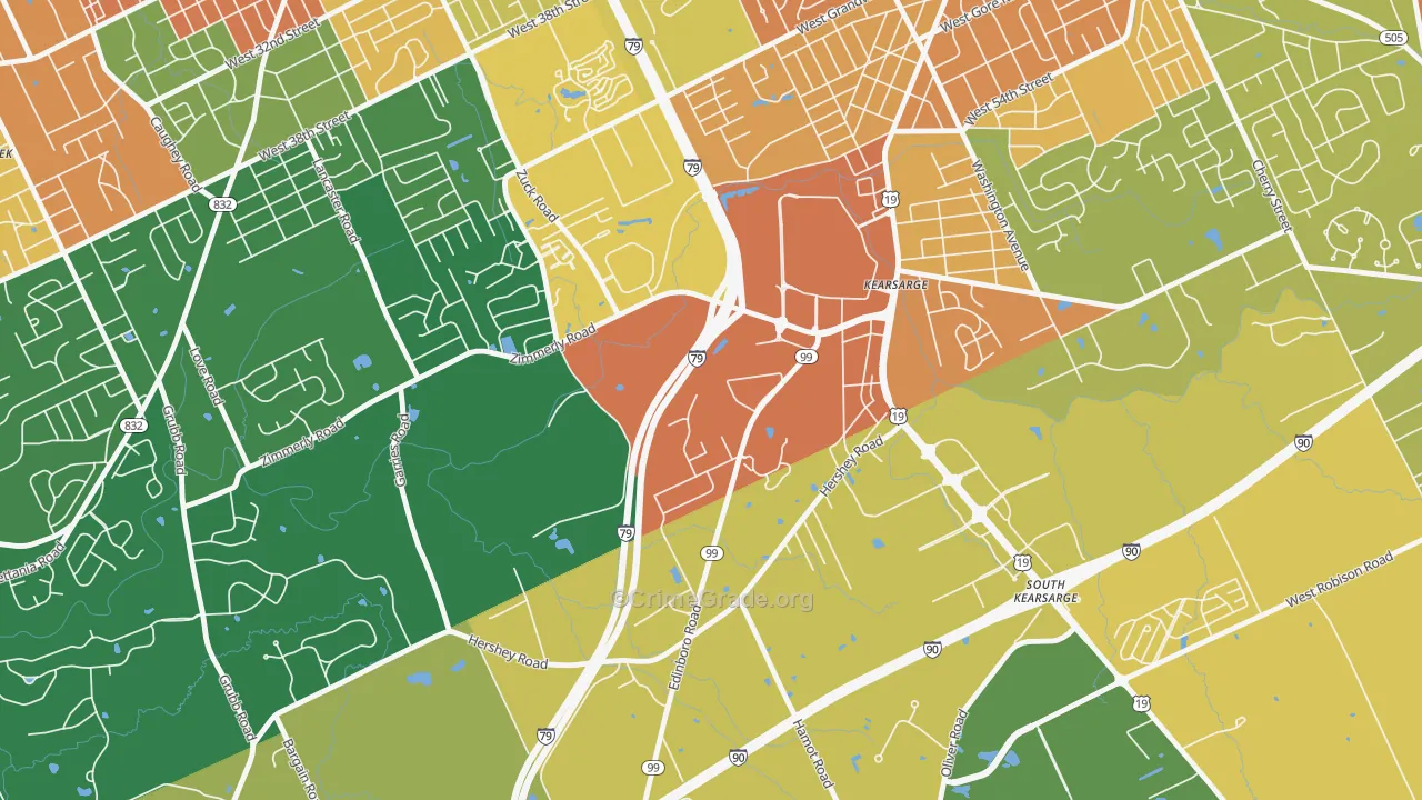 Kearsarge, PA Map of Burglary Rates