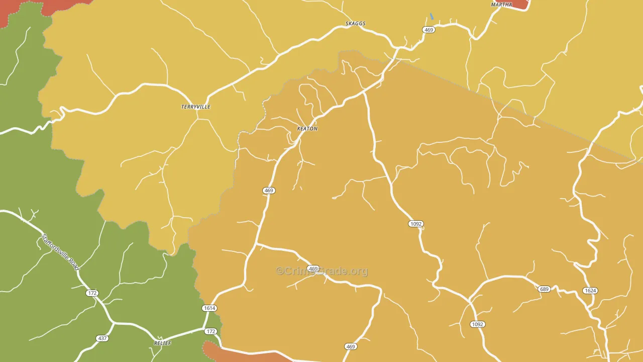Keaton, KY Map of Burglary Rates