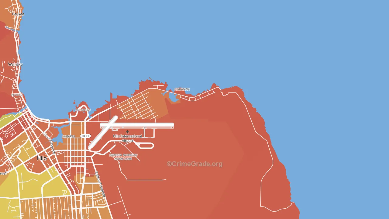 Keaukaha, HI Map of Burglary Rates