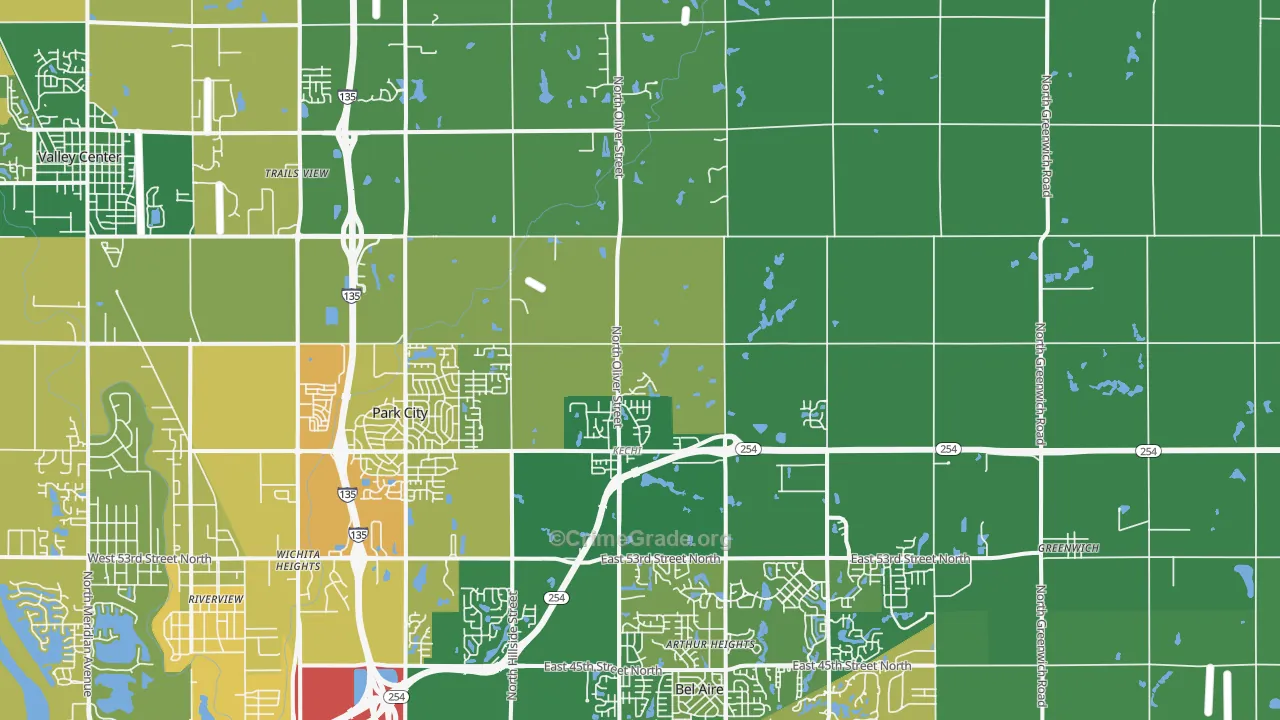 Kechi, KS Map of Burglary Rates