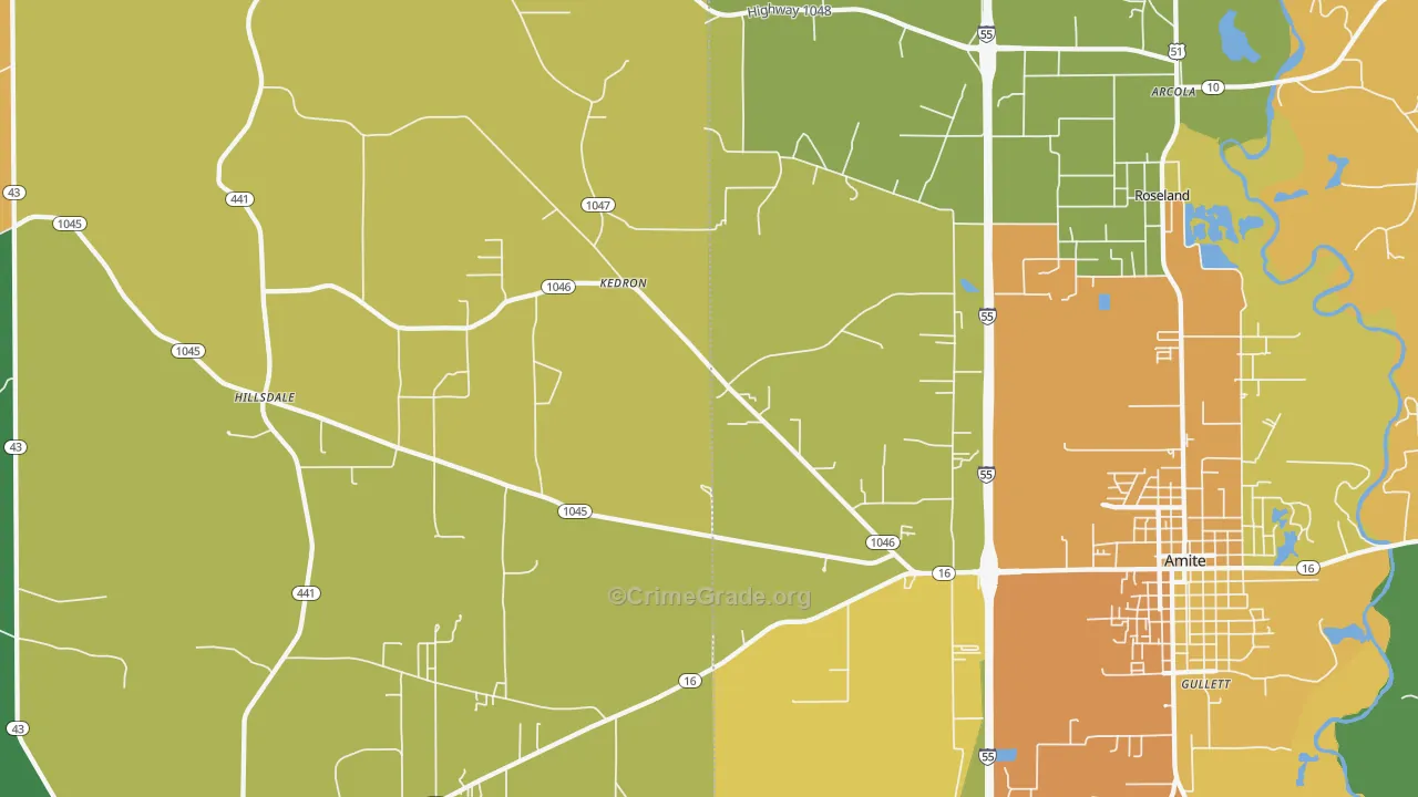 Kedron, LA Map of Burglary Rates