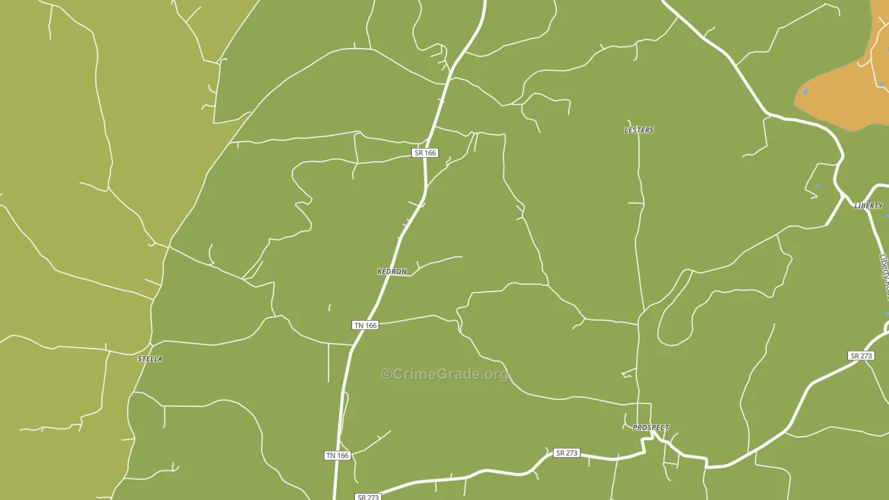 Kedron, TN Map of Burglary Rates