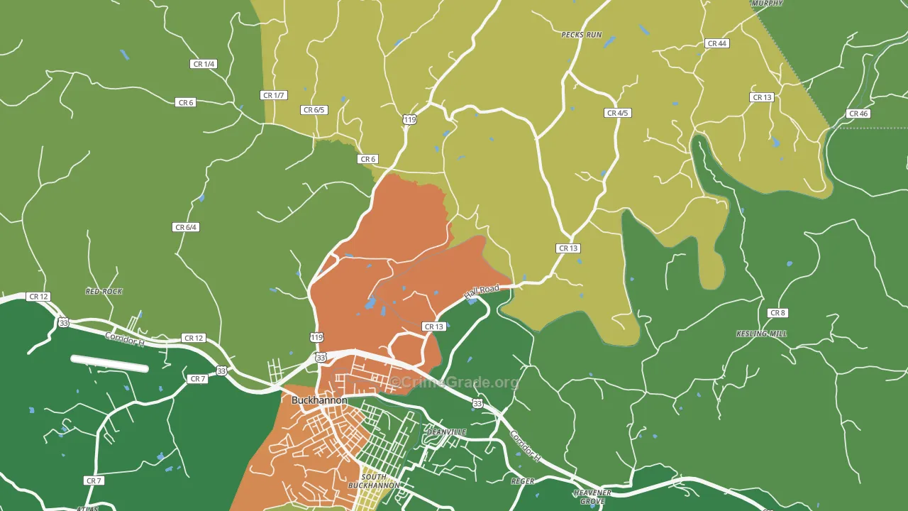 Kedron, WV Map of Burglary Rates