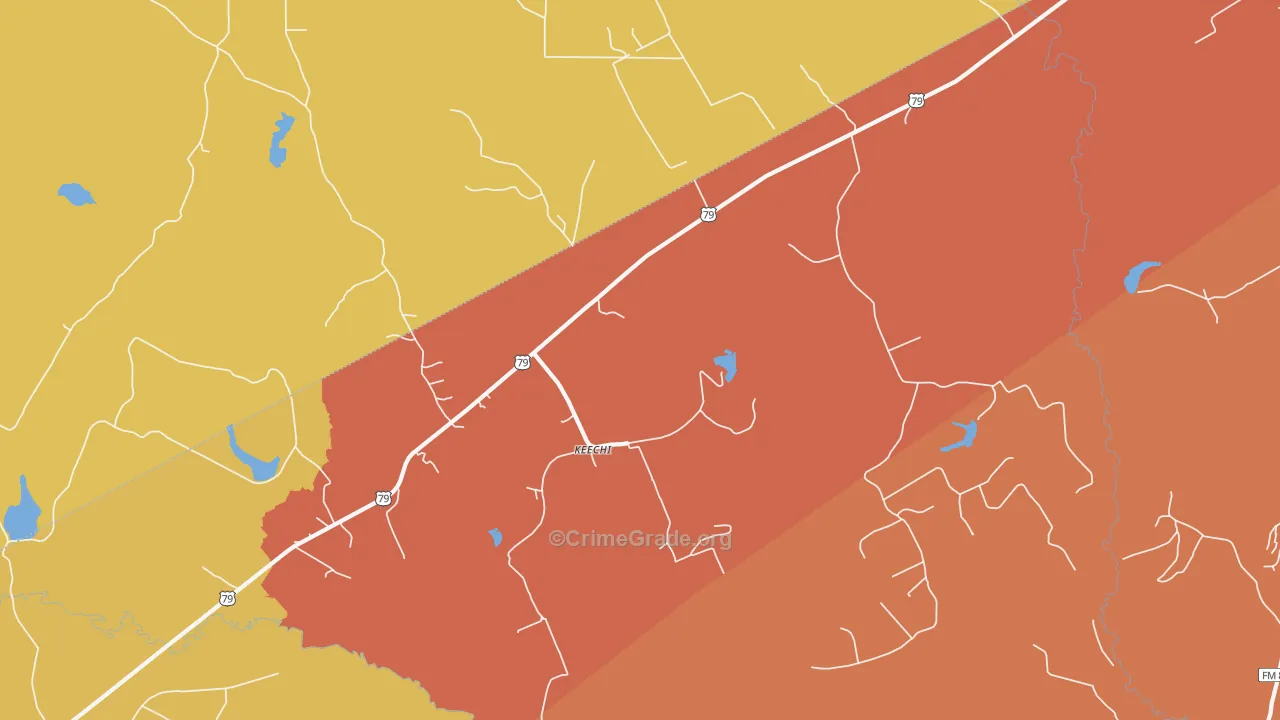 Keechi, TX Map of Burglary Rates