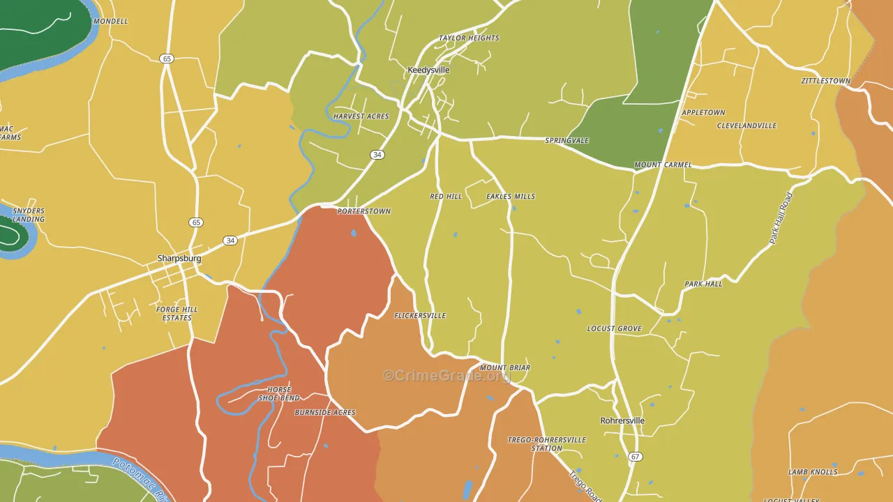 Keedysville, MD Map of Burglary Rates