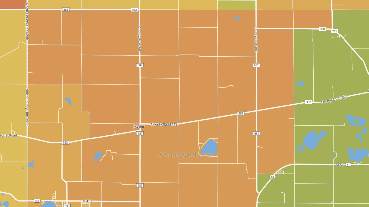 Keeler, MI Map of Burglary Rates