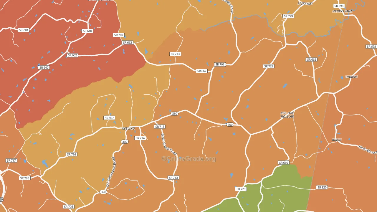 Keeling, VA Map of Burglary Rates