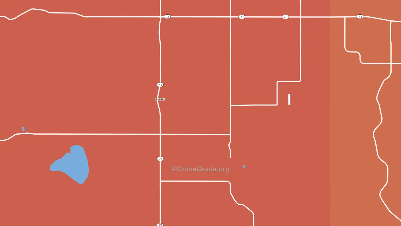 Keene, ND Map of Burglary Rates